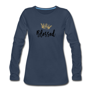 KreativeK TWHM Collab Blessed Signature Edition Women's Premium Long Sleeve T-Shirt - navy