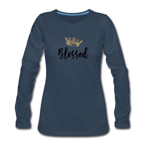 KreativeK TWHM Collab Blessed Signature Edition Women's Premium Long Sleeve T-Shirt - navy