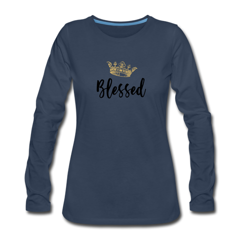 KreativeK TWHM Collab Blessed Signature Edition Women's Premium Long Sleeve T-Shirt - navy