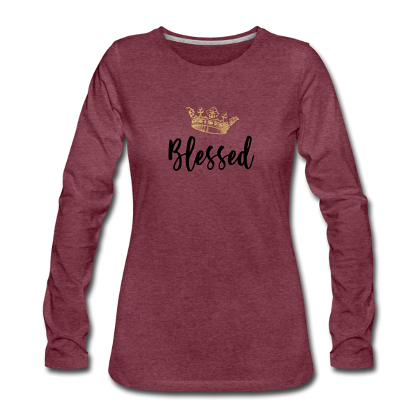 KreativeK TWHM Collab Blessed Signature Edition Women's Premium Long Sleeve T-Shirt - heather burgundy