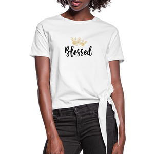 KreativeK TWHM Collab Blessed Signature Edition Women's Knotted T-Shirt - white