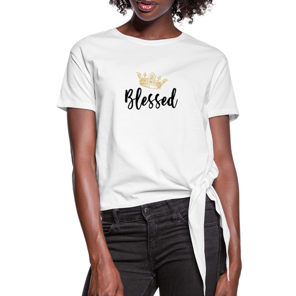 KreativeK TWHM Collab Blessed Signature Edition Women's Knotted T-Shirt - white