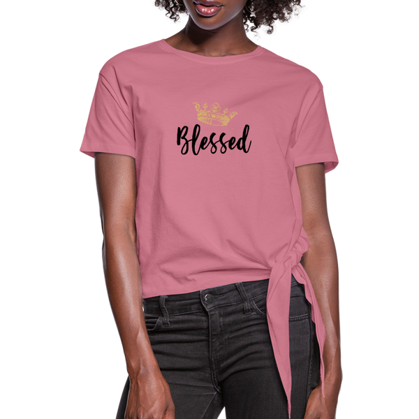 KreativeK TWHM Collab Blessed Signature Edition Women's Knotted T-Shirt - mauve