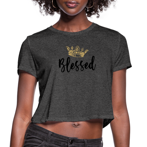 KreativeK TWHM Collab Blessed Signature Edition Women’s Premium Bella + Canvas Cropped T-Shirt - deep heather