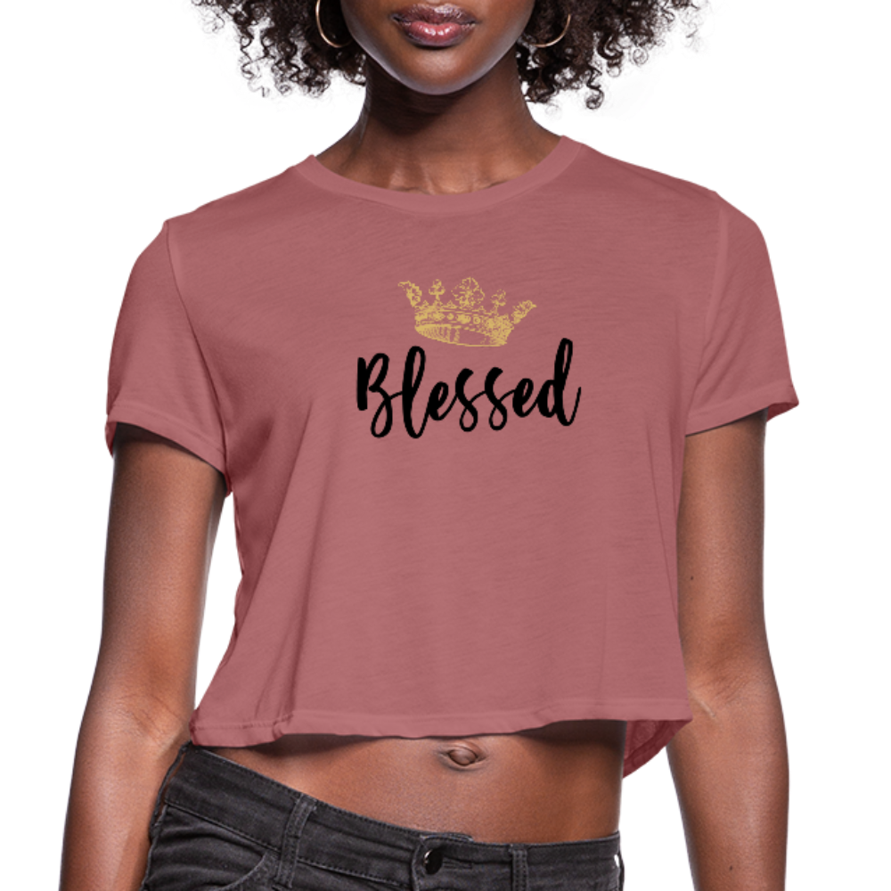 KreativeK TWHM Collab Blessed Signature Edition Women’s Premium Bella + Canvas Cropped T-Shirt - mauve