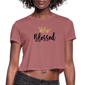 KreativeK TWHM Collab Blessed Signature Edition Women’s Premium Bella + Canvas Cropped T-Shirt - mauve