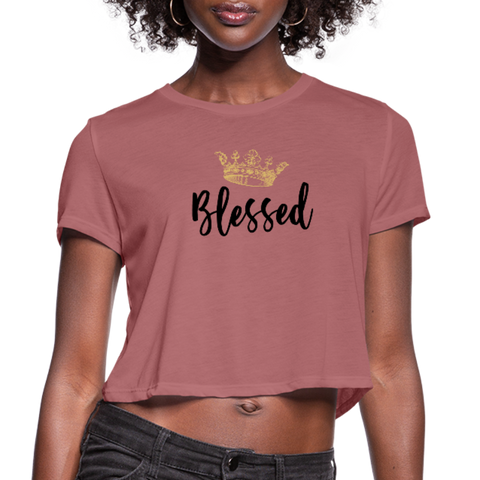 KreativeK TWHM Collab Blessed Signature Edition Women’s Premium Bella + Canvas Cropped T-Shirt - mauve