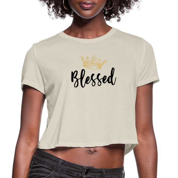 KreativeK TWHM Collab Blessed Signature Edition Women’s Premium Bella + Canvas Cropped T-Shirt - dust