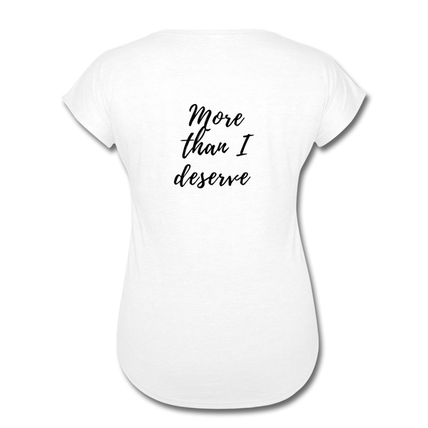 KreativeK TWHM Collab Blessed Signature Edition Women's Tri-Blend V-Neck T-Shirt - white