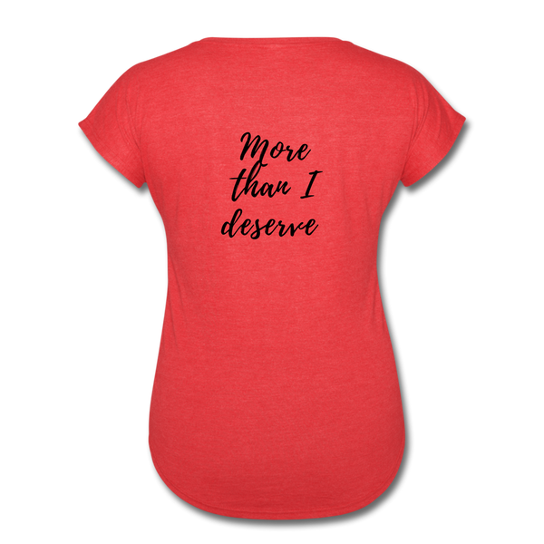 KreativeK TWHM Collab Blessed Signature Edition Women's Tri-Blend V-Neck T-Shirt - heather red