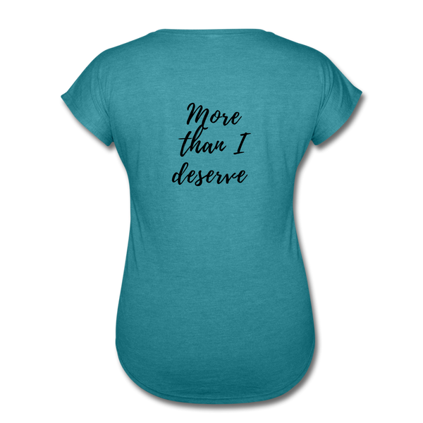 KreativeK TWHM Collab Blessed Signature Edition Women's Tri-Blend V-Neck T-Shirt - heather turquoise