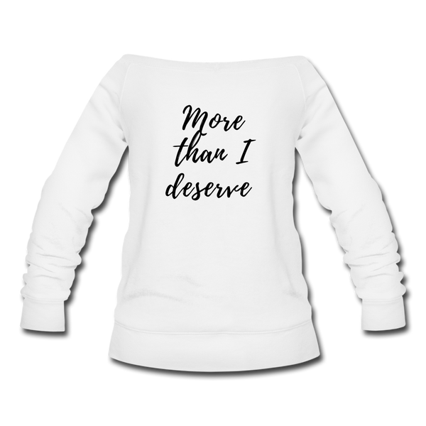 KreativeK TWHM Collab Blessed Signature Edition Women's Premium Bella + Canvas Wideneck Sweatshirt - white