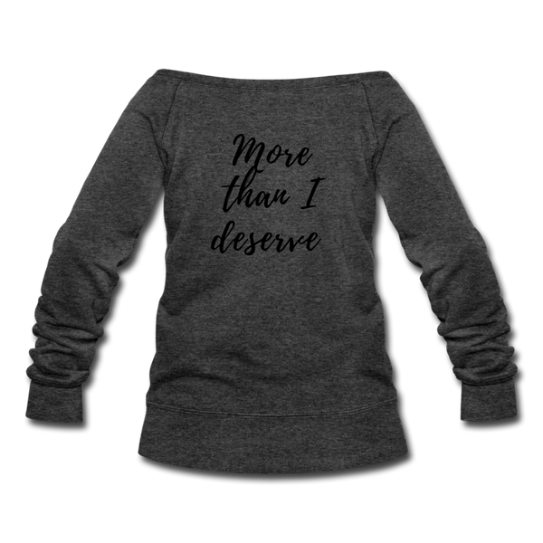 KreativeK TWHM Collab Blessed Signature Edition Women's Premium Bella + Canvas Wideneck Sweatshirt - heather black