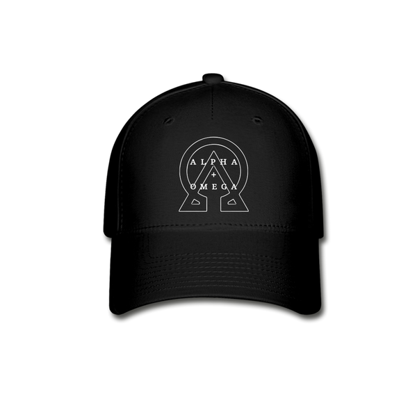 Alpha + Omega White Letter Baseball Cap - black