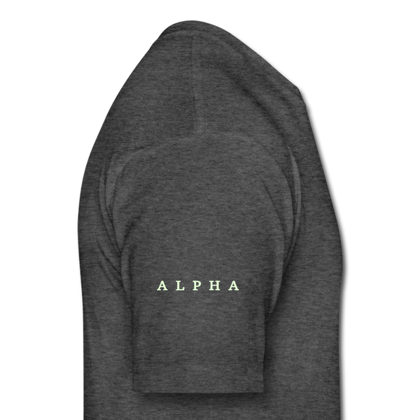 Alpha + Omega White Fitted Cotton/Poly T-Shirt by Next Level - heather black