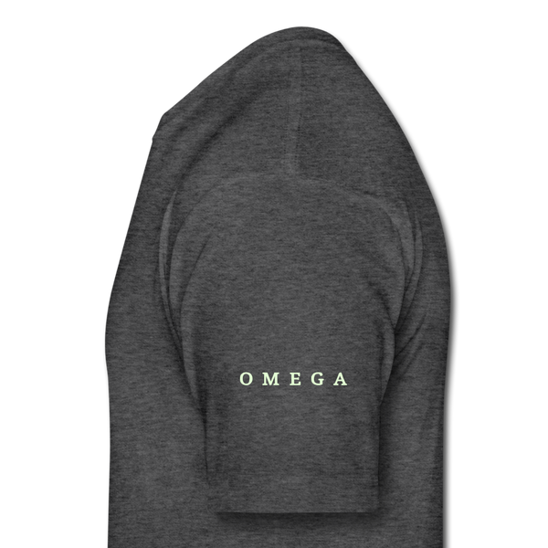 Alpha + Omega White Fitted Cotton/Poly T-Shirt by Next Level - heather black