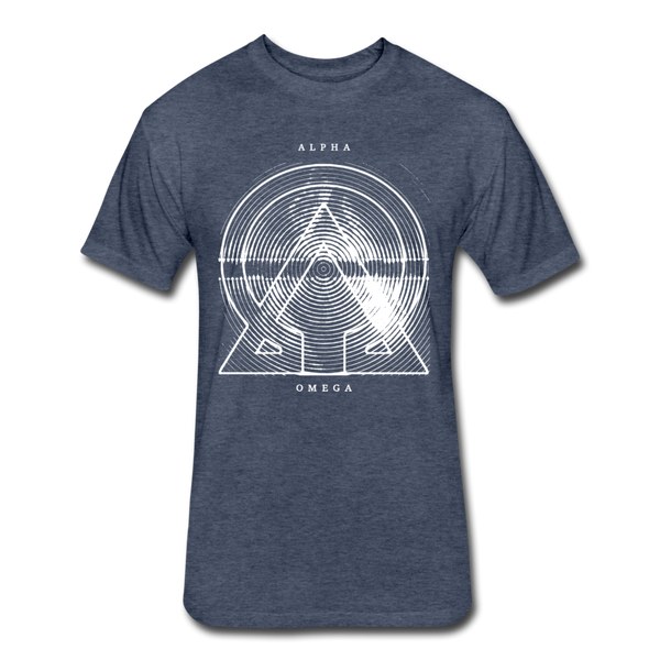 Alpha + Omega White Fitted Cotton/Poly T-Shirt by Next Level - heather navy