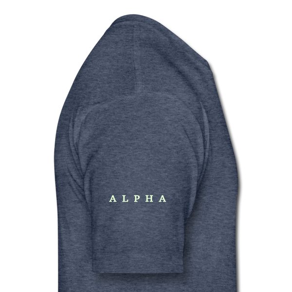 Alpha + Omega White Fitted Cotton/Poly T-Shirt by Next Level - heather navy