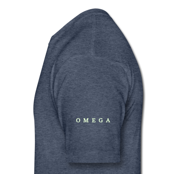 Alpha + Omega White Fitted Cotton/Poly T-Shirt by Next Level - heather navy