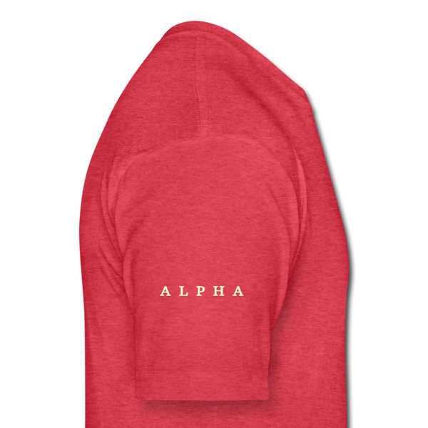 Alpha + Omega White Fitted Cotton/Poly T-Shirt by Next Level - heather red