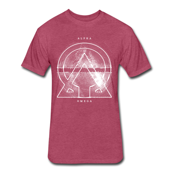Alpha + Omega White Fitted Cotton/Poly T-Shirt by Next Level - heather burgundy
