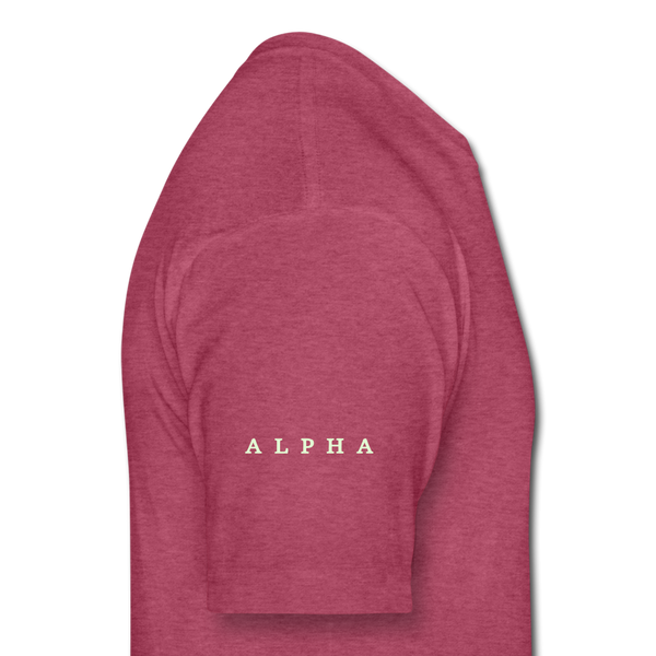 Alpha + Omega White Fitted Cotton/Poly T-Shirt by Next Level - heather burgundy