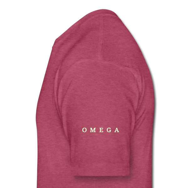 Alpha + Omega White Fitted Cotton/Poly T-Shirt by Next Level - heather burgundy