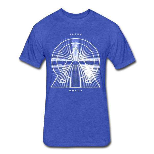 Alpha + Omega White Fitted Cotton/Poly T-Shirt by Next Level - heather royal