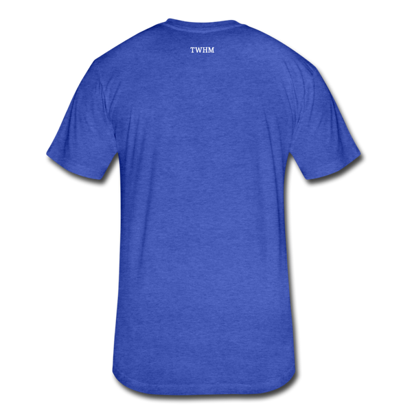 Alpha + Omega White Fitted Cotton/Poly T-Shirt by Next Level - heather royal