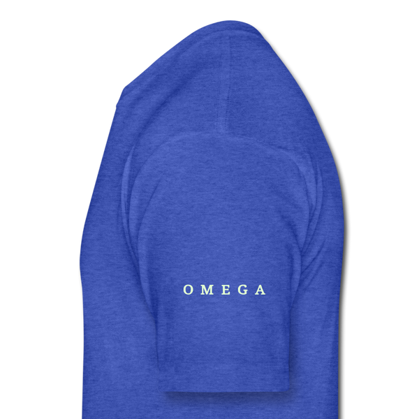 Alpha + Omega White Fitted Cotton/Poly T-Shirt by Next Level - heather royal