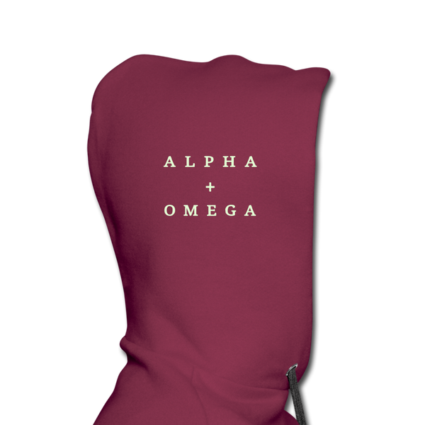 Alpha + Omega White Men’s Premium Hoodie - burgundy