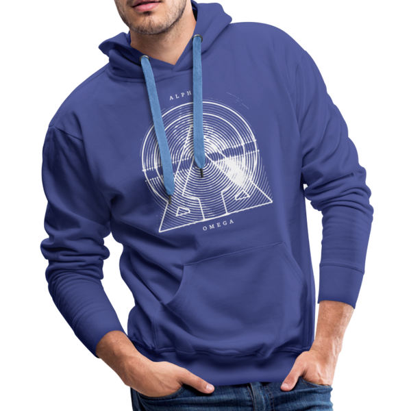 Alpha + Omega White Men’s Premium Hoodie - royalblue