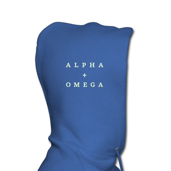 Alpha + Omega White Men’s Premium Hoodie - royalblue