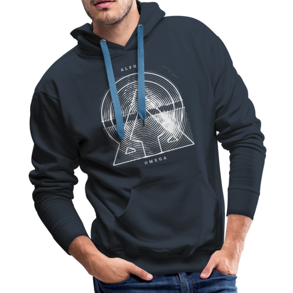 Alpha + Omega White Men’s Premium Hoodie - navy