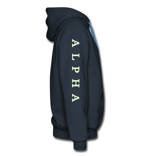Alpha + Omega White Men’s Premium Hoodie - navy