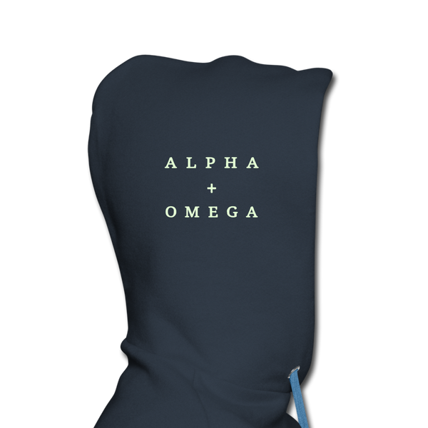 Alpha + Omega White Men’s Premium Hoodie - navy
