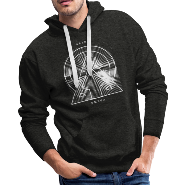Alpha + Omega White Men’s Premium Hoodie - charcoal gray