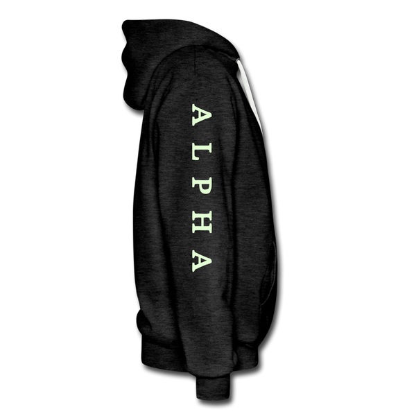Alpha + Omega White Men’s Premium Hoodie - charcoal gray