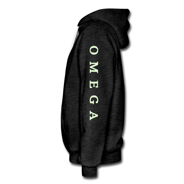 Alpha + Omega White Men’s Premium Hoodie - charcoal gray