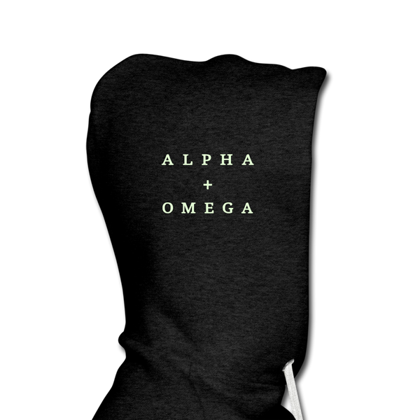 Alpha + Omega White Men’s Premium Hoodie - charcoal gray