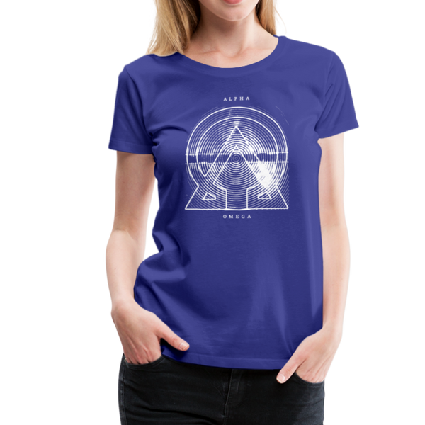 Alpha + Omega White Women’s Premium T-Shirt - royal blue