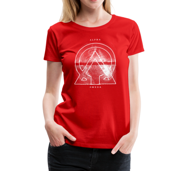 Alpha + Omega White Women’s Premium T-Shirt - red