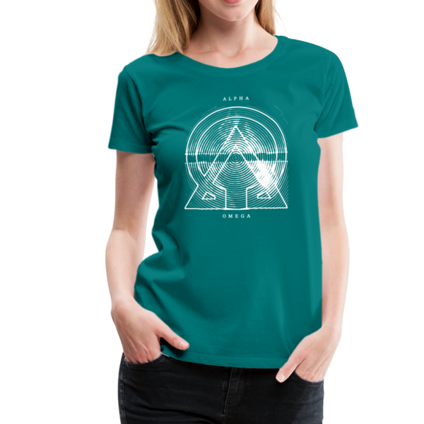 Alpha + Omega White Women’s Premium T-Shirt - teal