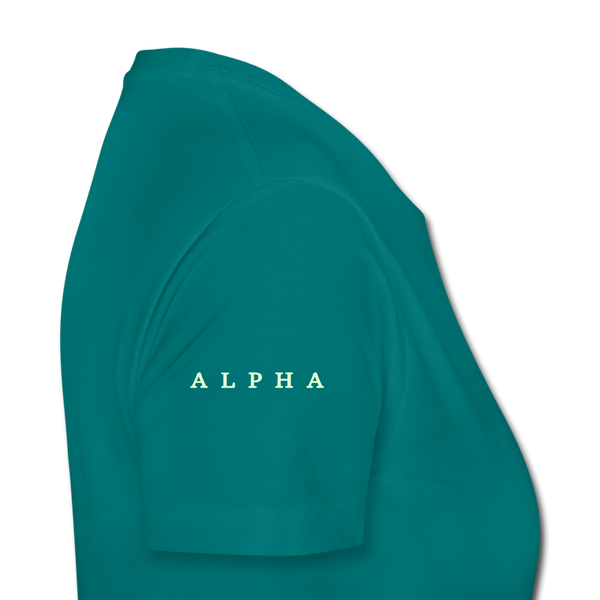 Alpha + Omega White Women’s Premium T-Shirt - teal