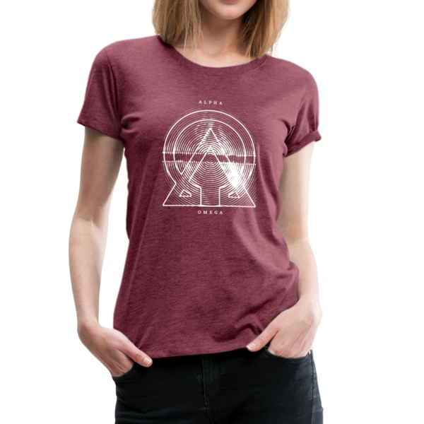 Alpha + Omega White Women’s Premium T-Shirt - heather burgundy