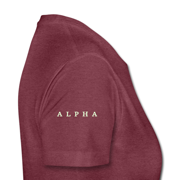 Alpha + Omega White Women’s Premium T-Shirt - heather burgundy