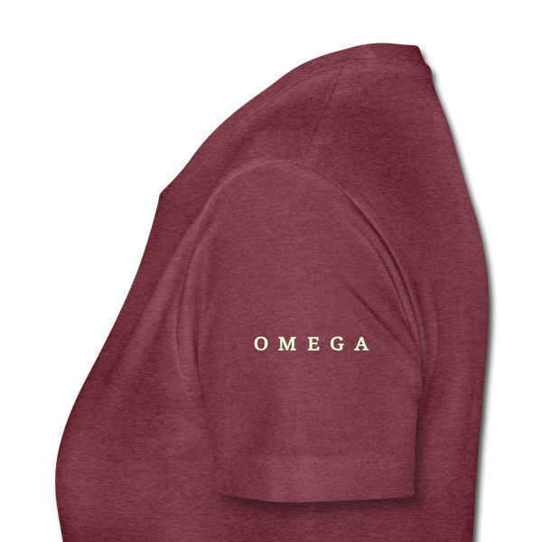Alpha + Omega White Women’s Premium T-Shirt - heather burgundy