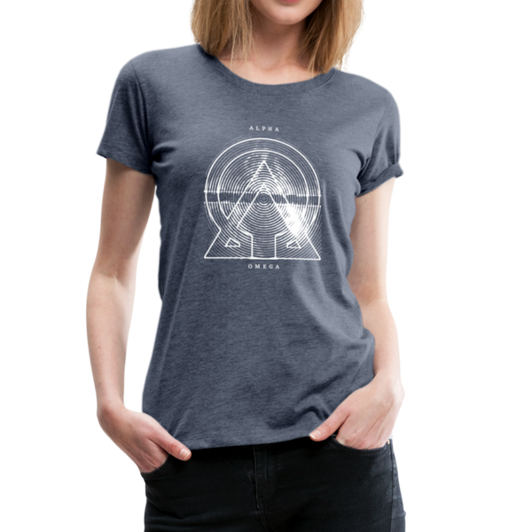 Alpha + Omega White Women’s Premium T-Shirt - heather blue