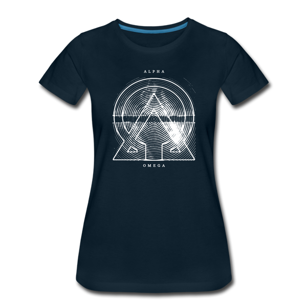 Alpha + Omega White Women’s Premium T-Shirt - deep navy