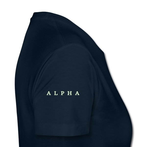 Alpha + Omega White Women’s Premium T-Shirt - deep navy